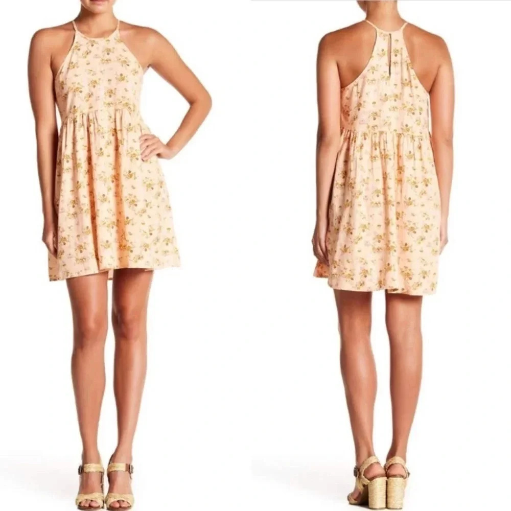 Abound Floral Linen Shift Dress Sleeveless Mini L